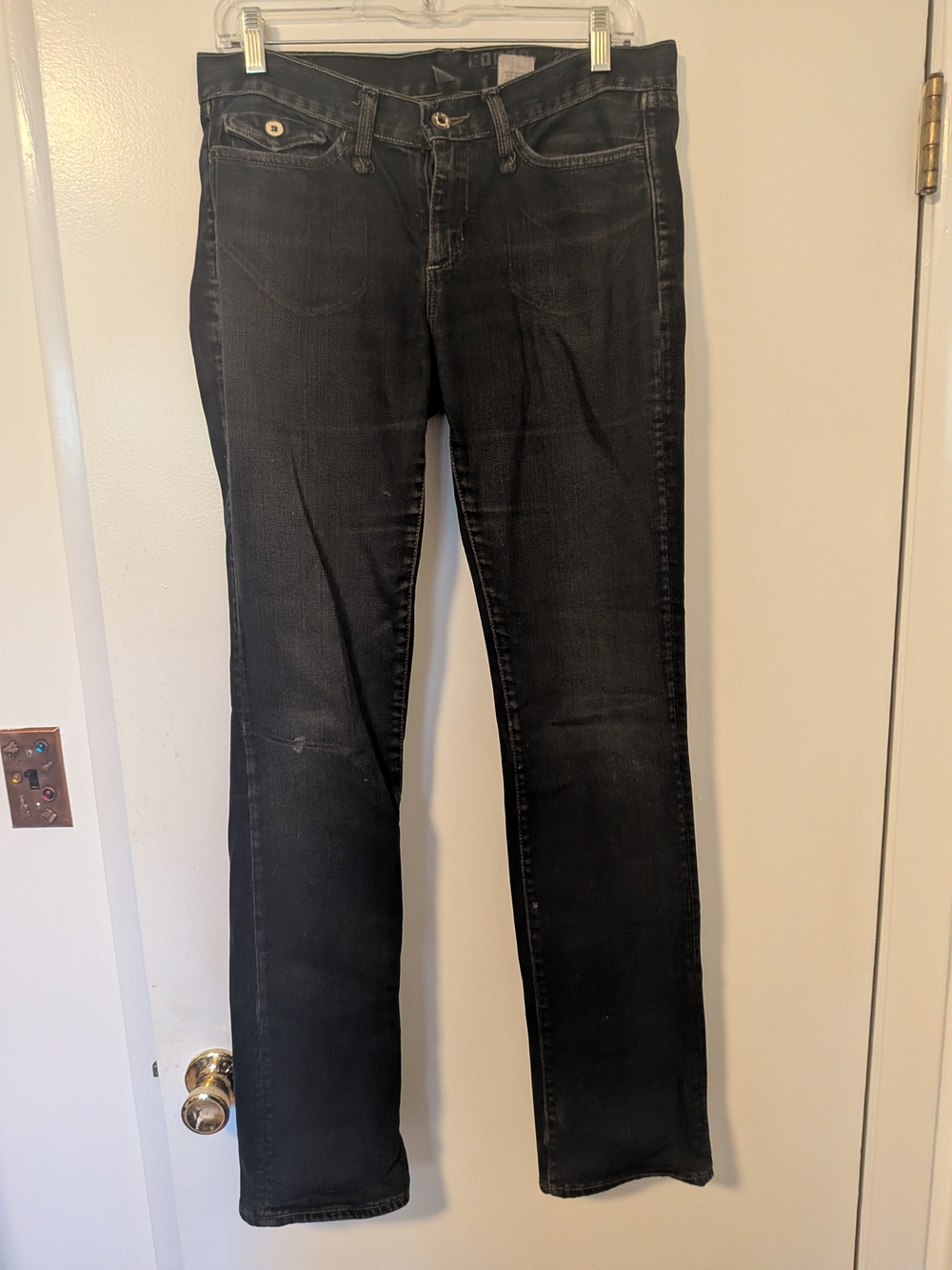 Rogan Black Denim Straight Leg Jeans Flap Pockets Made in USA